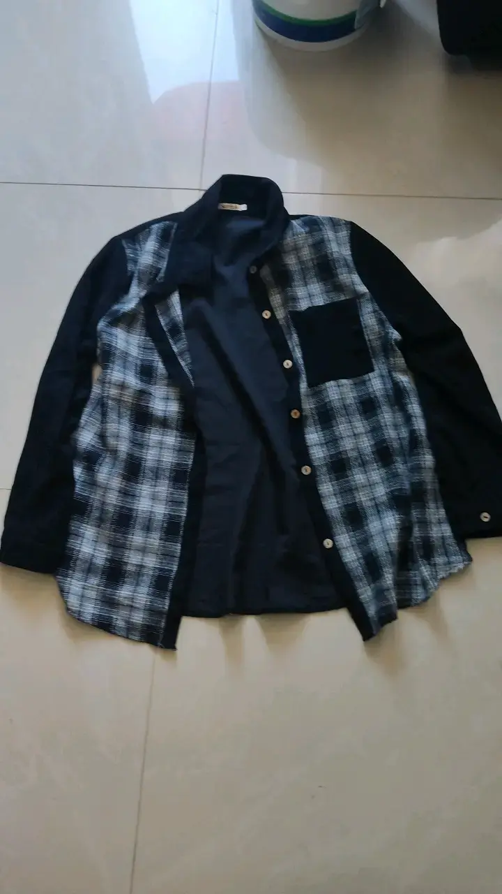Camisa de cuadros gris y negra para hombre
