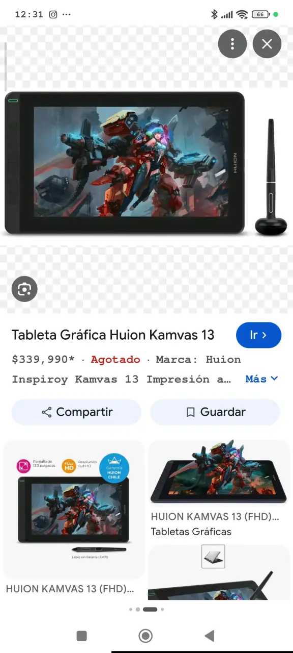 Tableta Gráfica Huion Kamvas 13 Nueva poco uso - 2