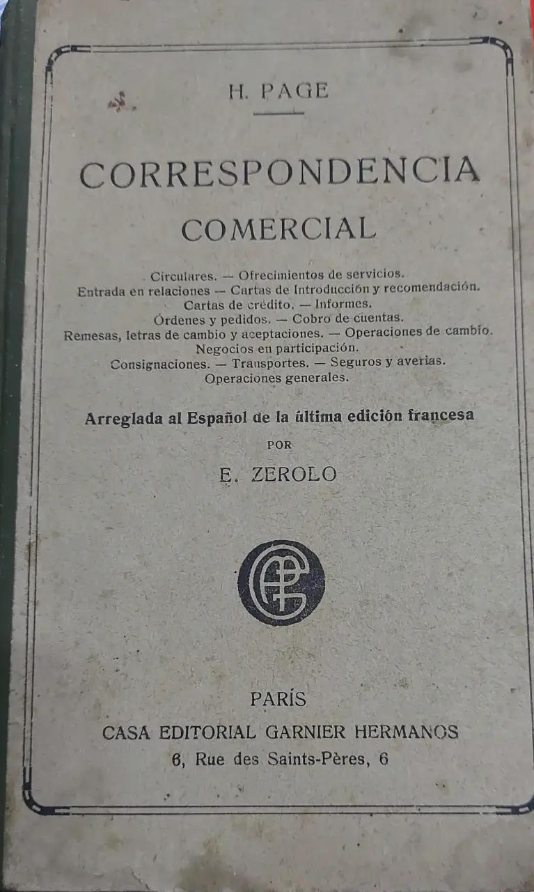 Libro Correspondencia Comercial de H. Page