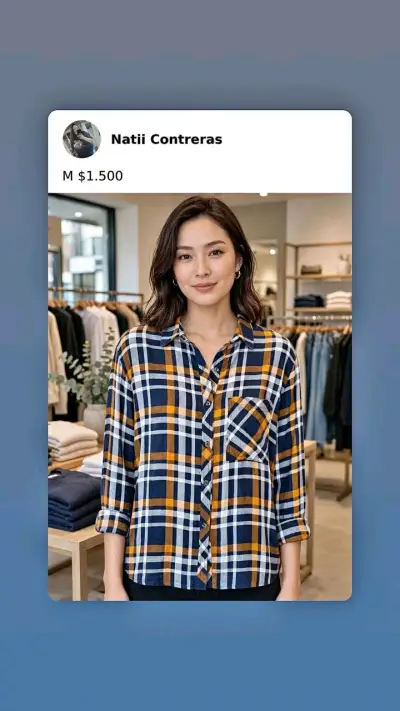 Camisa de cuadros roja y negra para mujer - miniatura 3