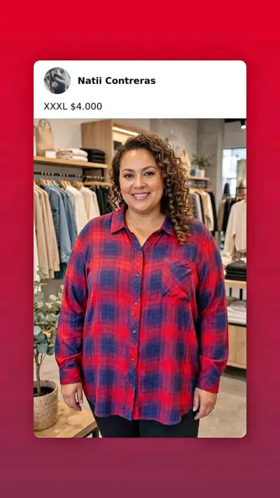 Camisa de cuadros roja y negra para mujer - miniatura 4
