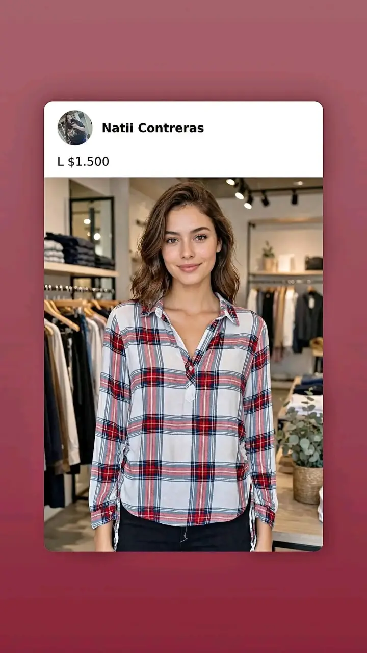Camisa de cuadros roja y negra para mujer - 5