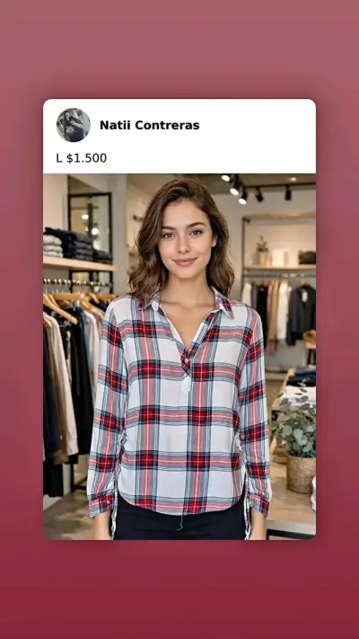Camisa de cuadros roja y negra para mujer - miniatura 5