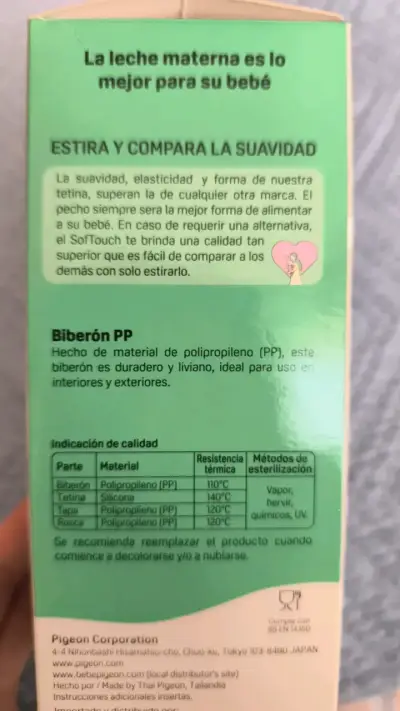 Biberón Pigeon SoftTouch 240ml Anticólico - miniatura 2