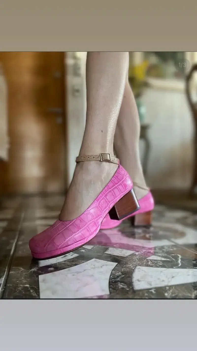 Zapatos de tacón medio rosados Olivia Merino - 5