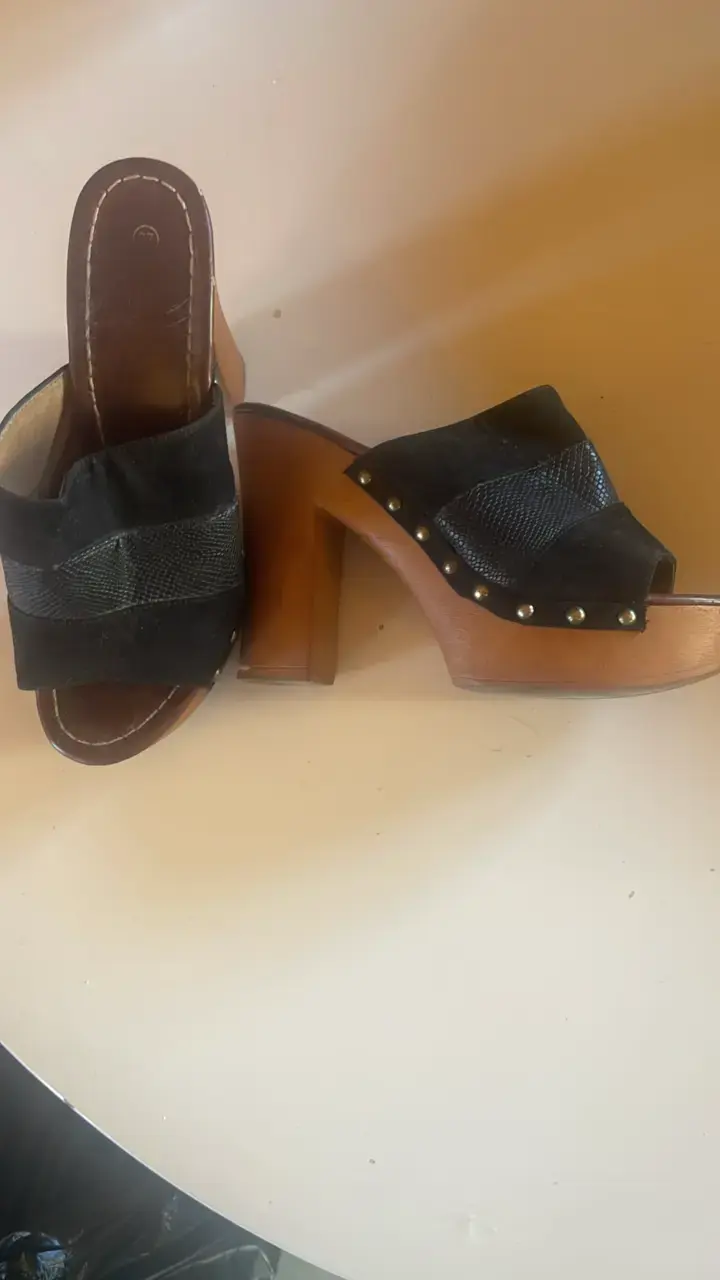 Sandalias de tacón ancho negras para mujer - 5