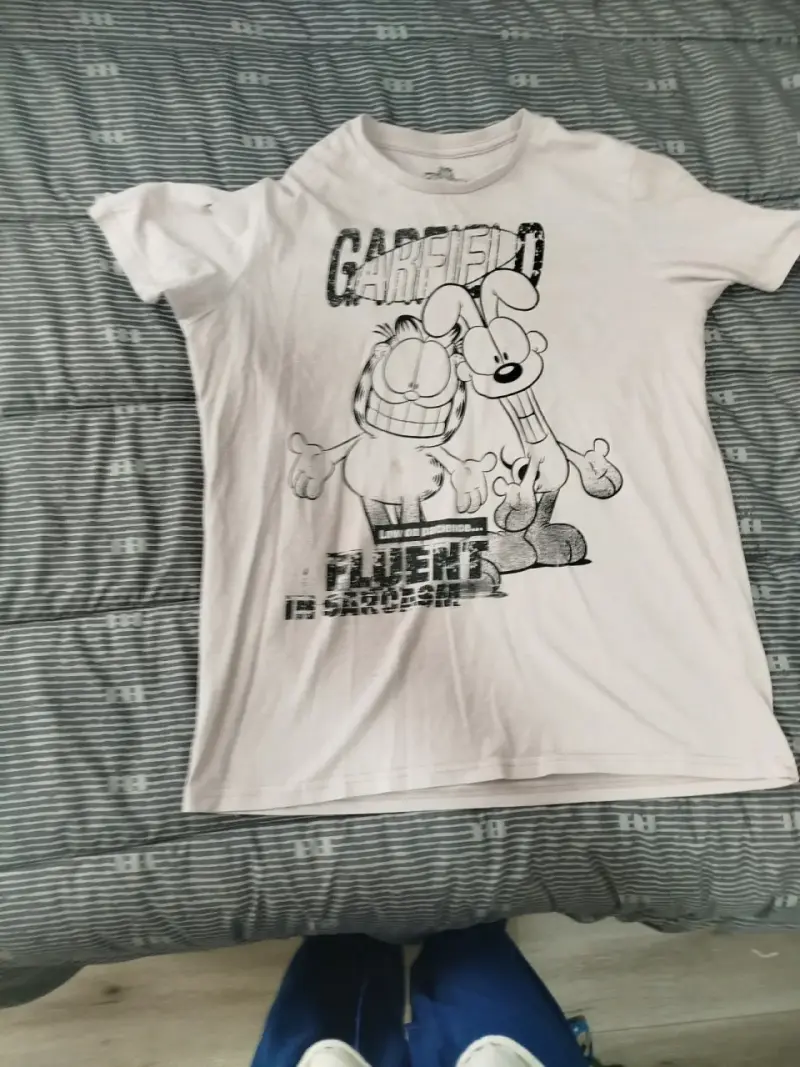 Polera Garfield blanca para hombre