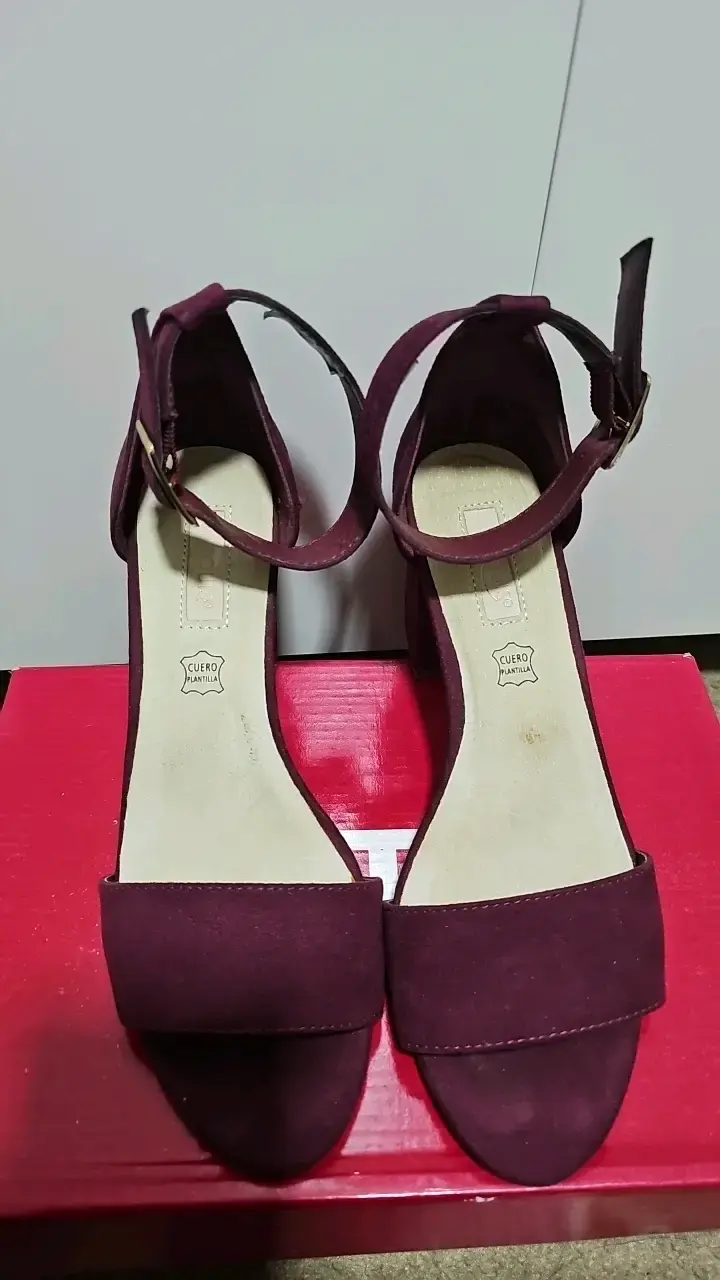 Sandalias de tacón alto burdeos de cuero - 2