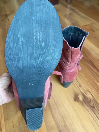 Botines de gamuza rosados con tacón grueso - miniatura 4