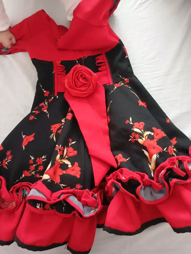 Vestido de niña flamenco rojo y negro - 3