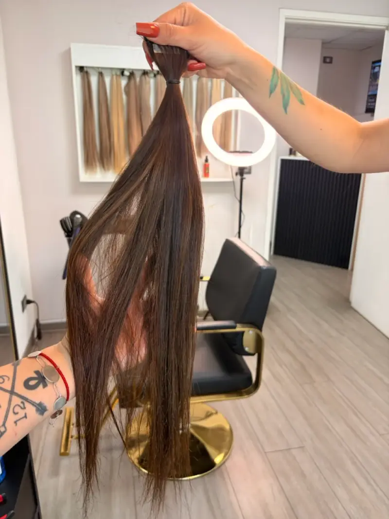 Extensiones de cabello natural castaño oscuro 60 c - 2