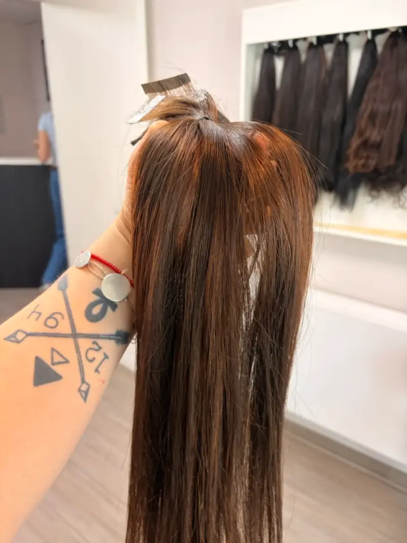 Extensiones de cabello natural castaño oscuro 60 c - 4