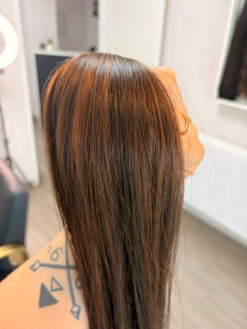 Extensiones de cabello natural castaño oscuro 60 c - 5