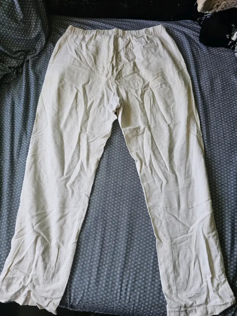 Pantalones de lino blanco para hombre - 1