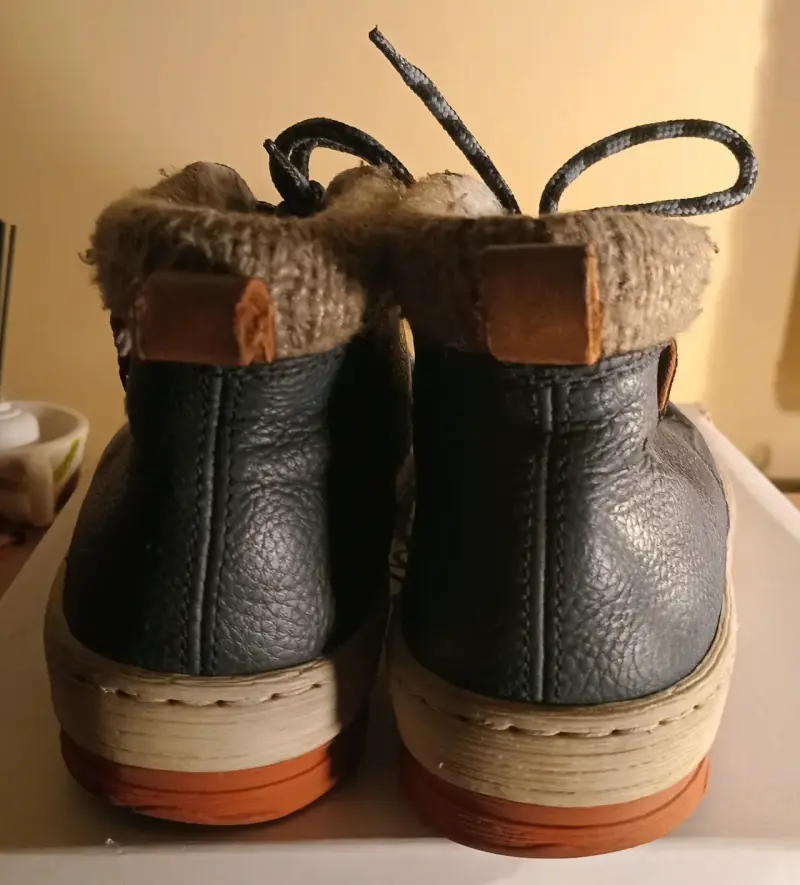 Botines de cuero azul con forro de lana - 2