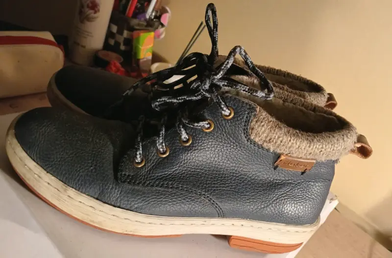 Botines de cuero azul con forro de lana - 3