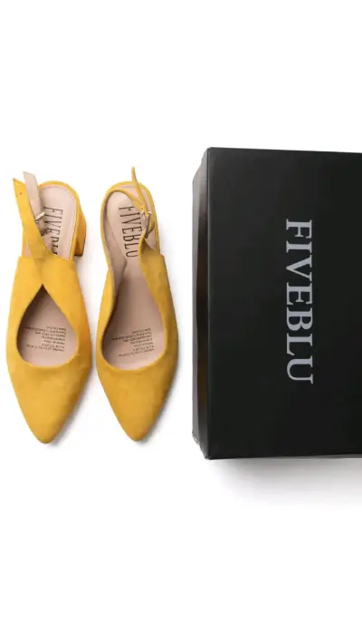 Zapatos de tacón amarillo Fiveblu elegantes - miniatura 3