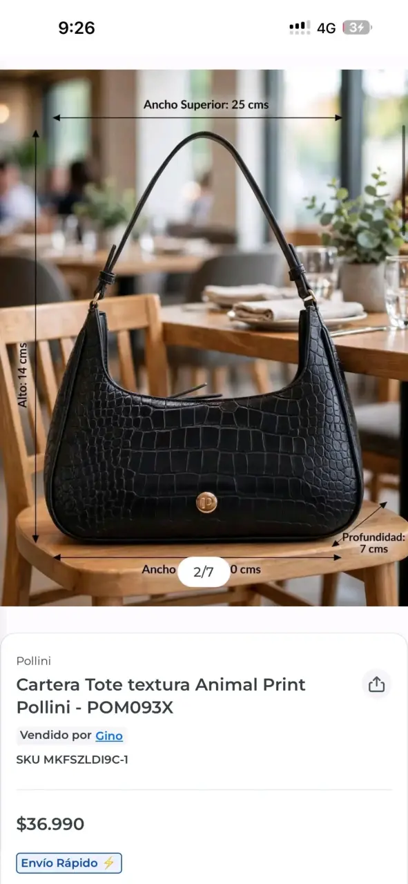 Cartera Tote Negra Textura Animal Print Pollini