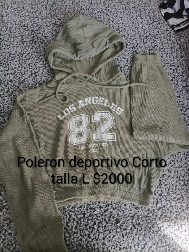 Polerón Deportivo Corto Verde Talla L - 1