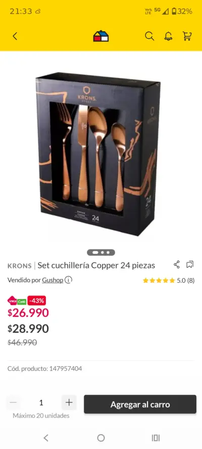 Set de Cubiertos Dorados Krons 24 Piezas - miniatura 2