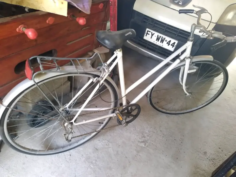 Bicicleta urbana blanca con parrilla trasera - 1
