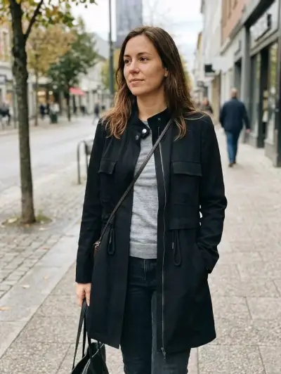 Chaqueta negra mujer marca  IO, Talla S-M - miniatura 1