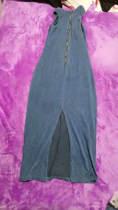Vestido largo azul sin mangas - miniatura 2