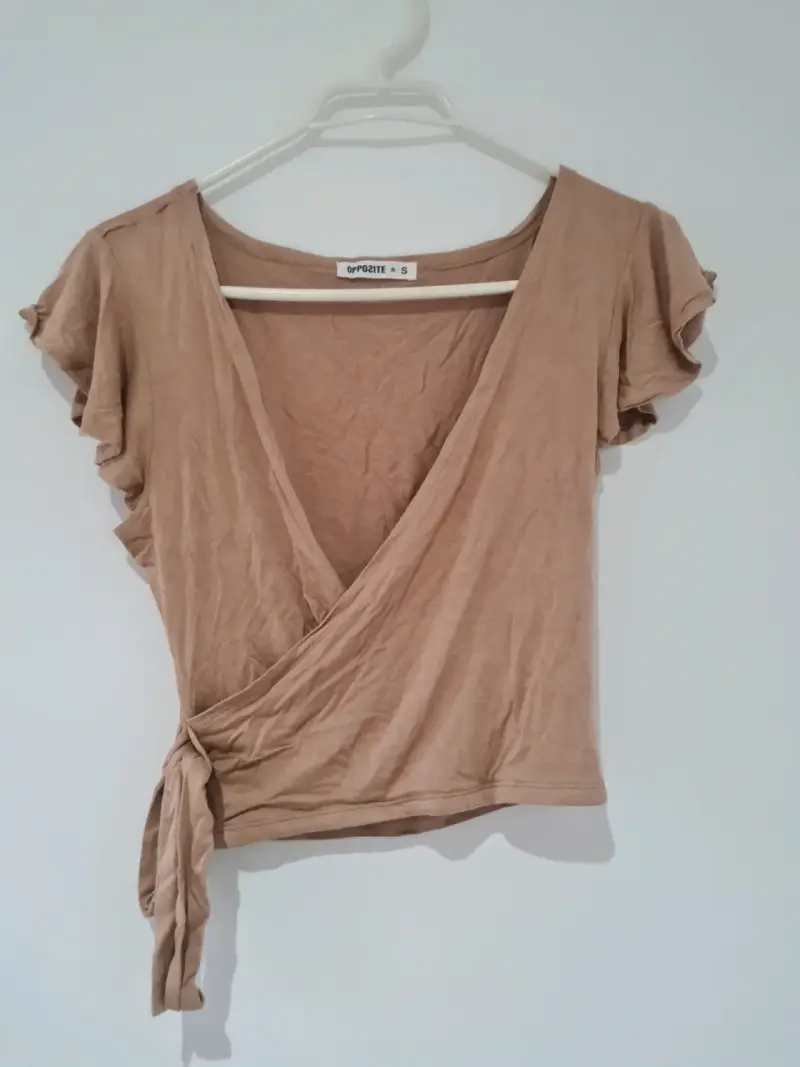 Blusa cruzada beige Opposite talla S - 1