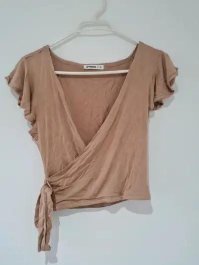 Blusa cruzada beige Opposite talla S - miniatura 1