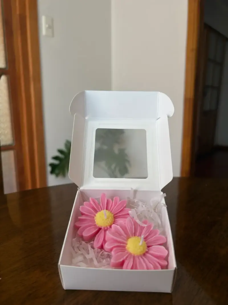 Velas decorativas en forma de flor rosa - 1