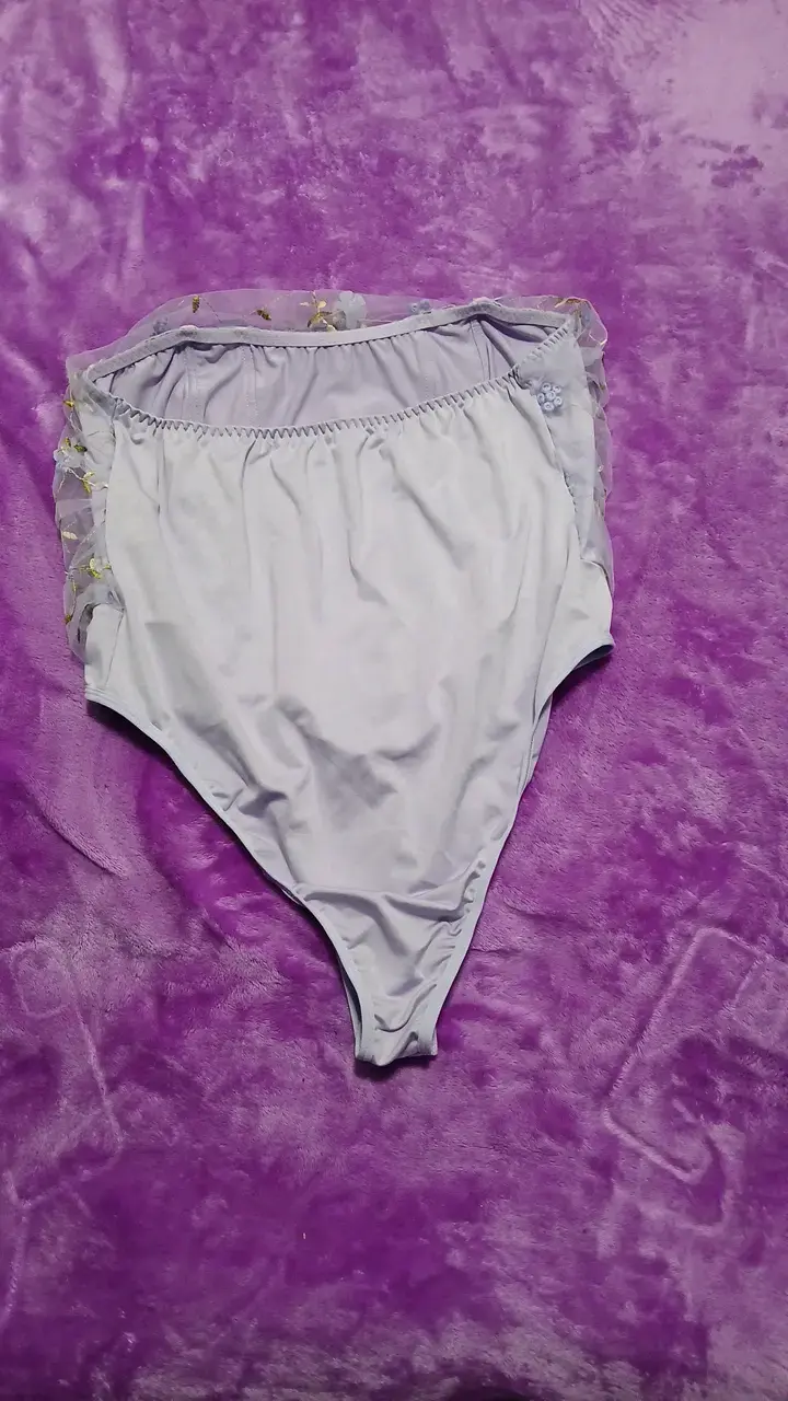 Body de encaje floral morado para mujer - 2