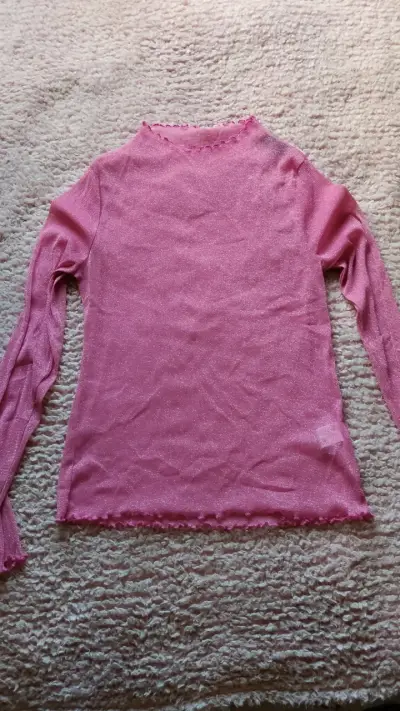 Polera manga larga rosada con brillo - miniatura 2
