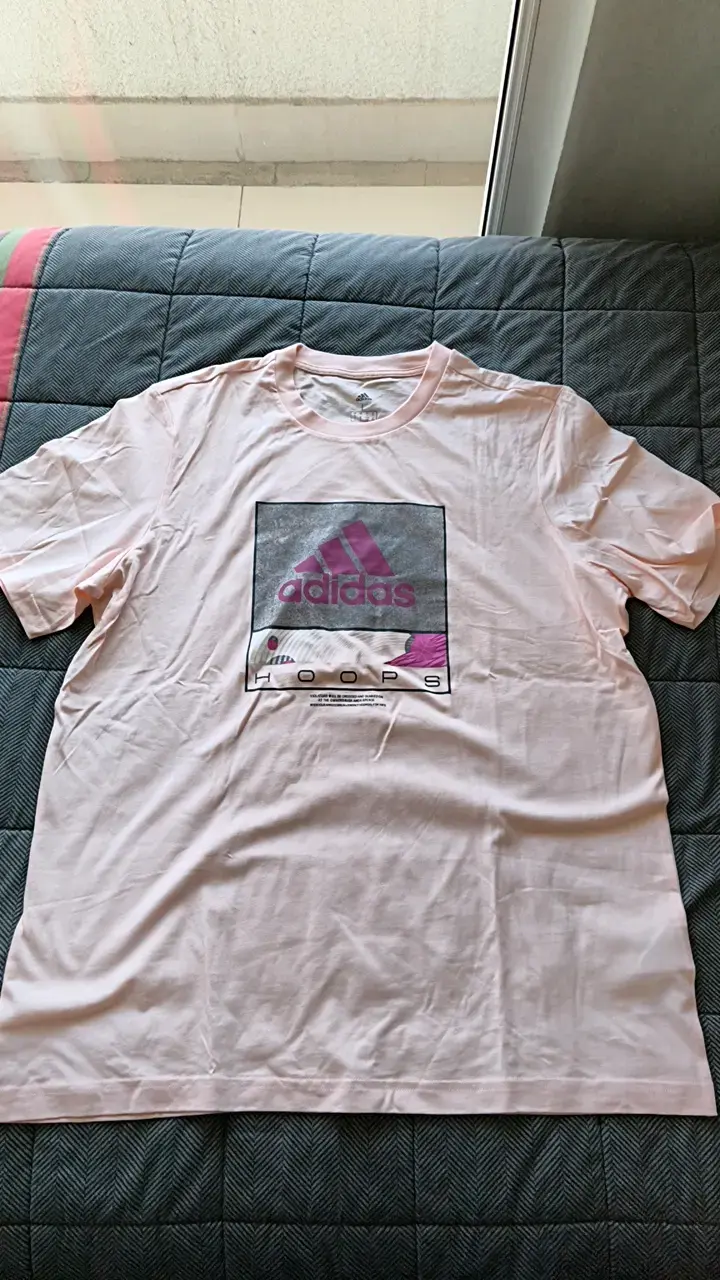 Polera Adidas Hoops Rosa Talla L - 1
