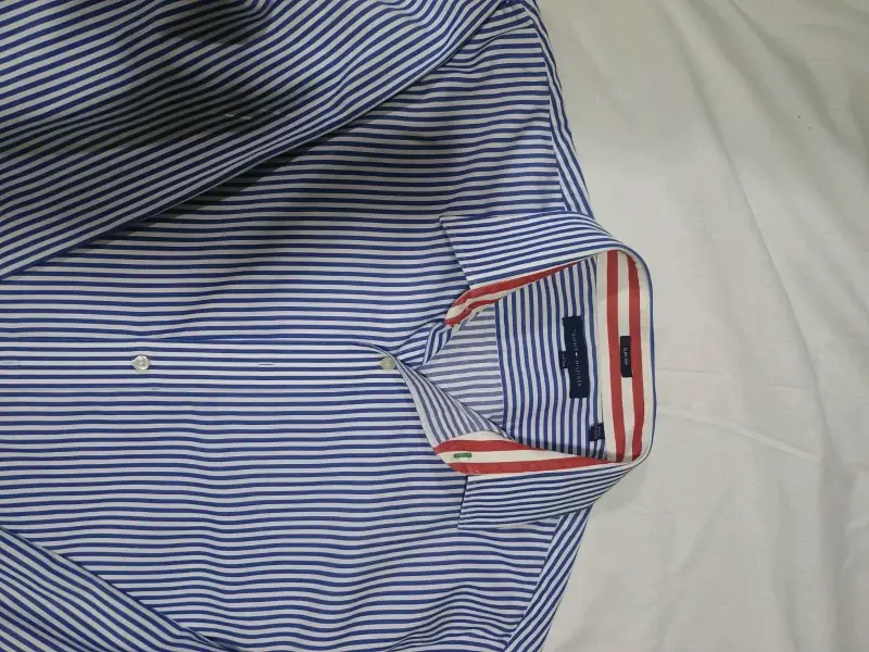Camisa de rayas azul y blanca para hombre - 2