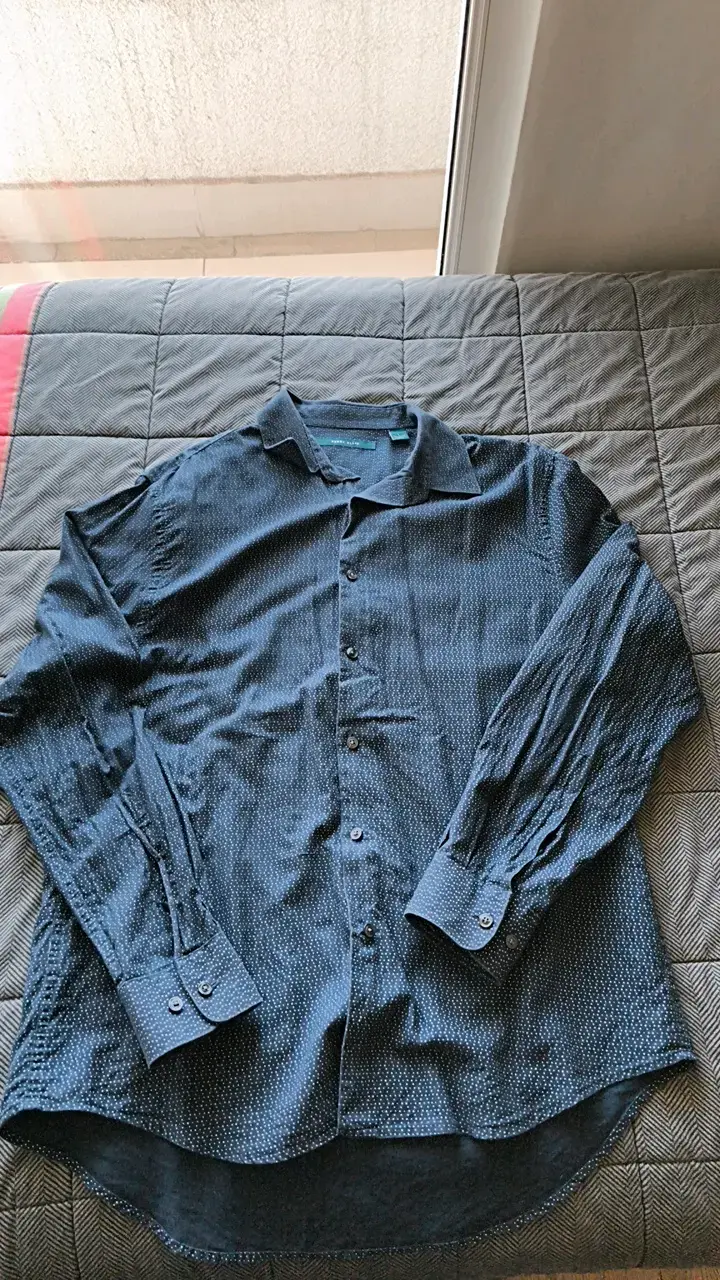 Camisa de hombre azul con puntos Perry Ellis - 2