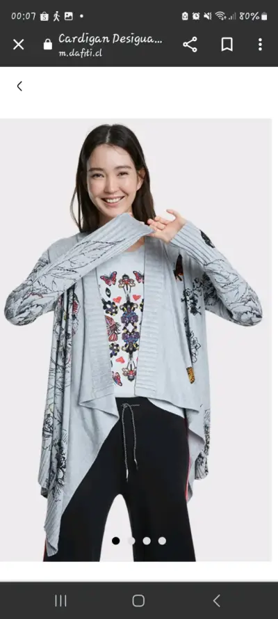 Cardigan Desigual gris con estampado floral - miniatura 1