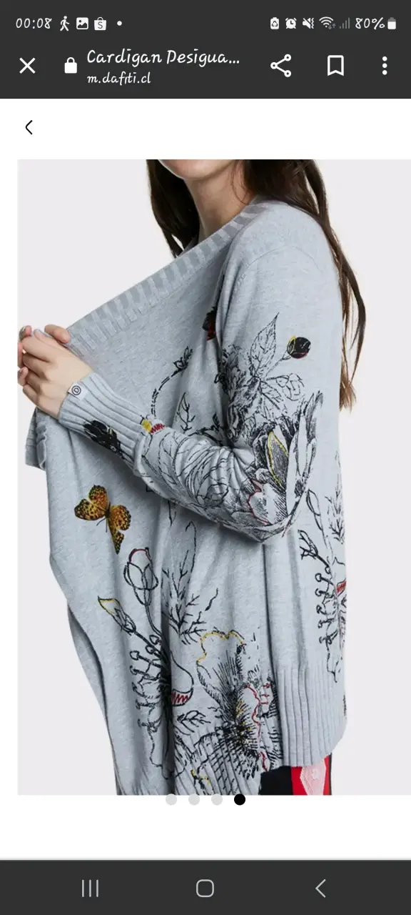 Cardigan Desigual gris con estampado floral - 2