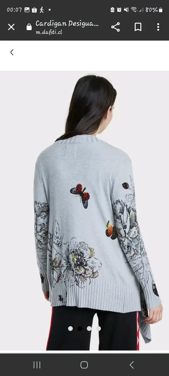Cardigan Desigual gris con estampado floral - 3