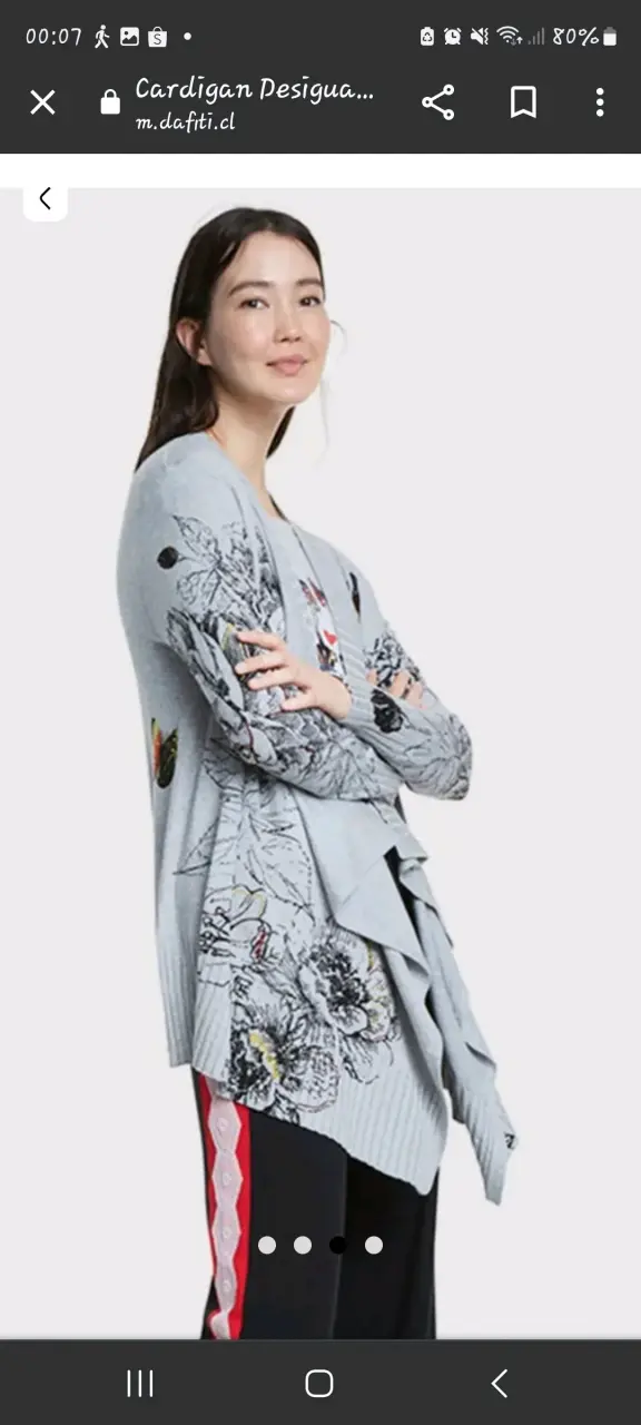 Cardigan Desigual gris con estampado floral - 4