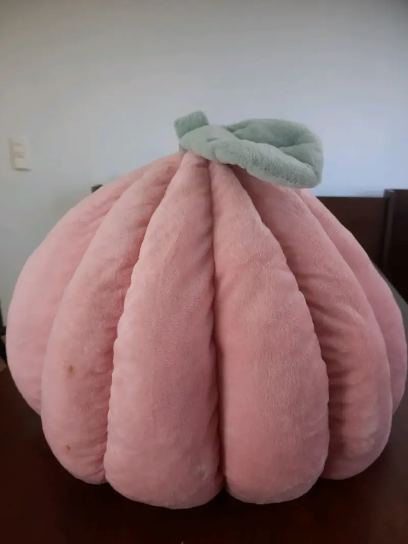 Cama para mascotas en forma de calabaza rosa M - 3