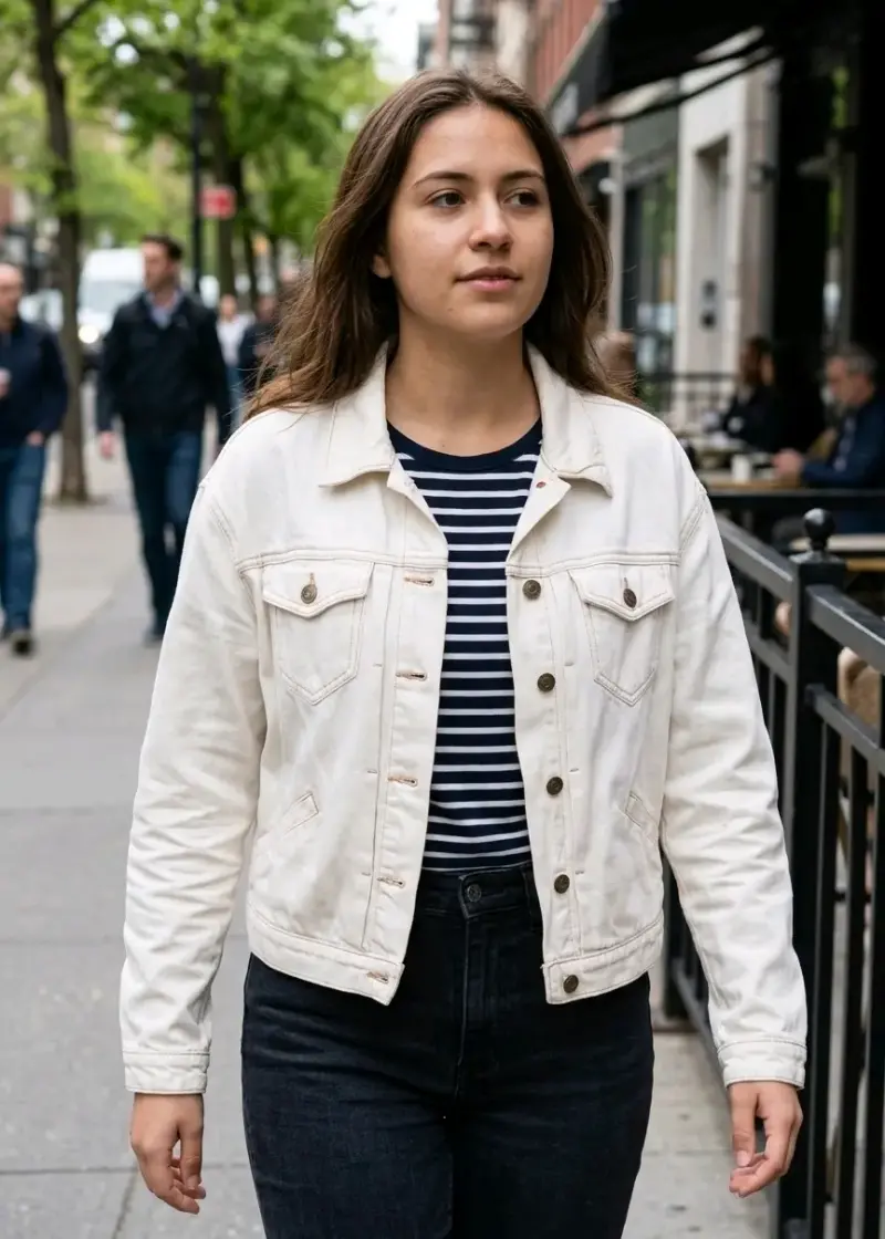 Chaqueta mezclilla Mujer M-L blanca, Old Navy - 1