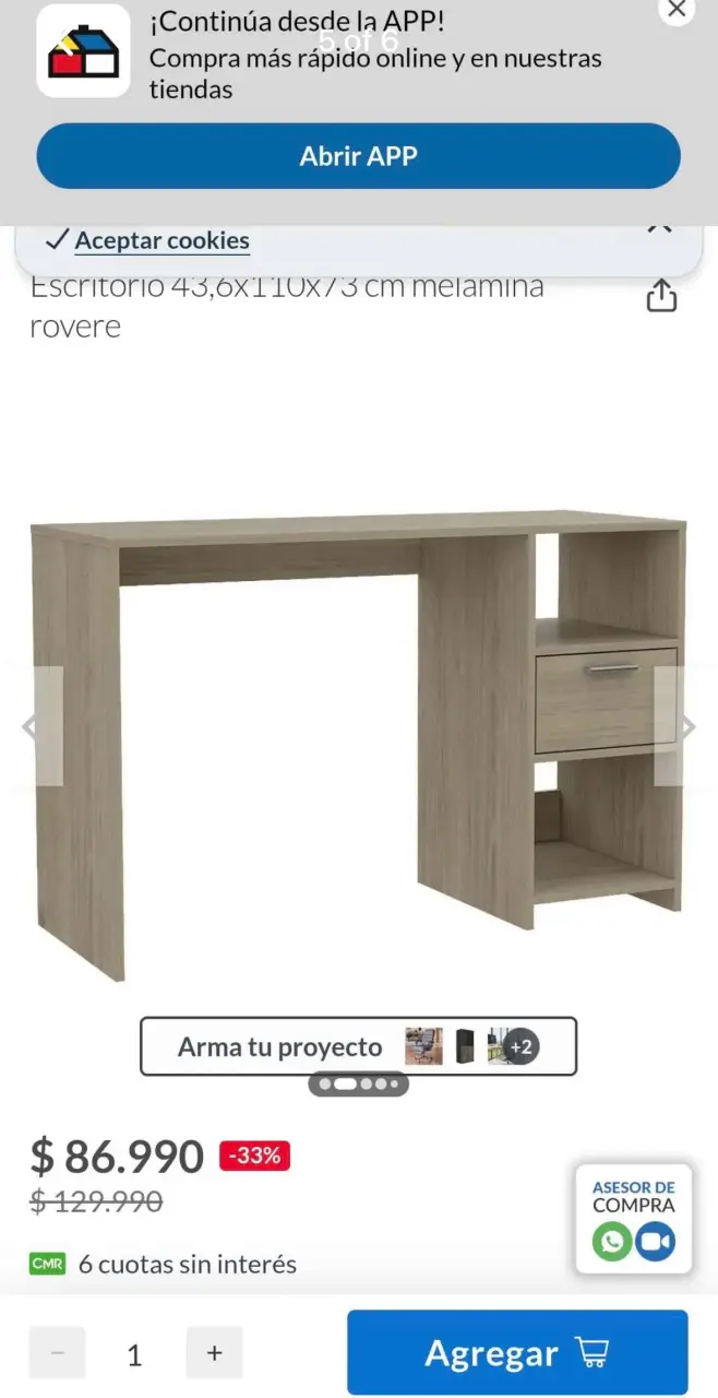 Escritorio de melamina con cajón - 1