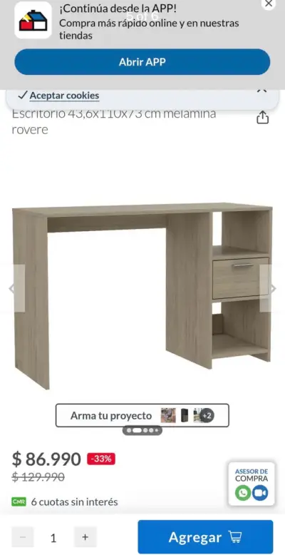 Escritorio de melamina  con cajón - miniatura 1