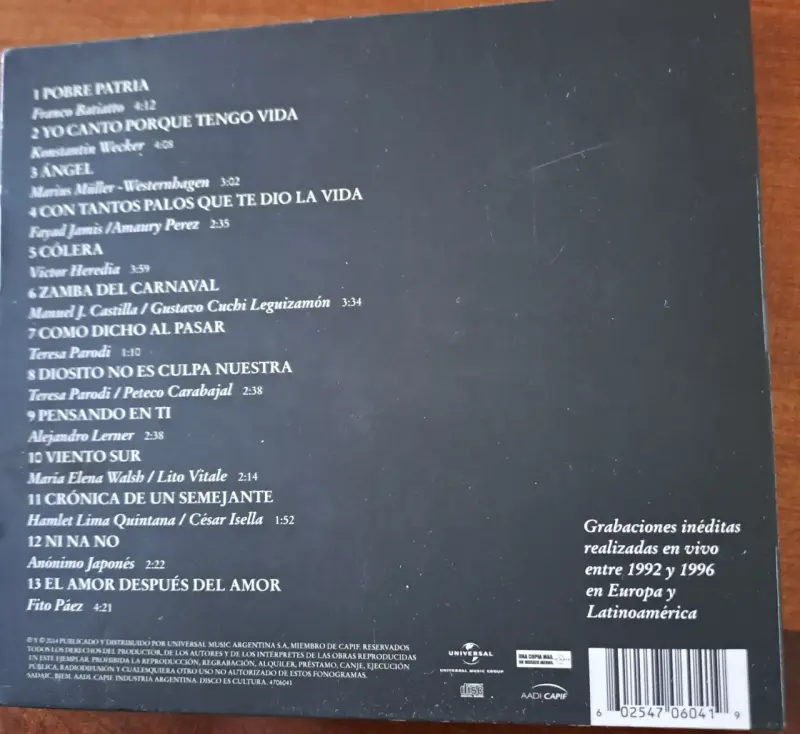 Álbum de música "Ángel" de Mercedes Sosa - 2
