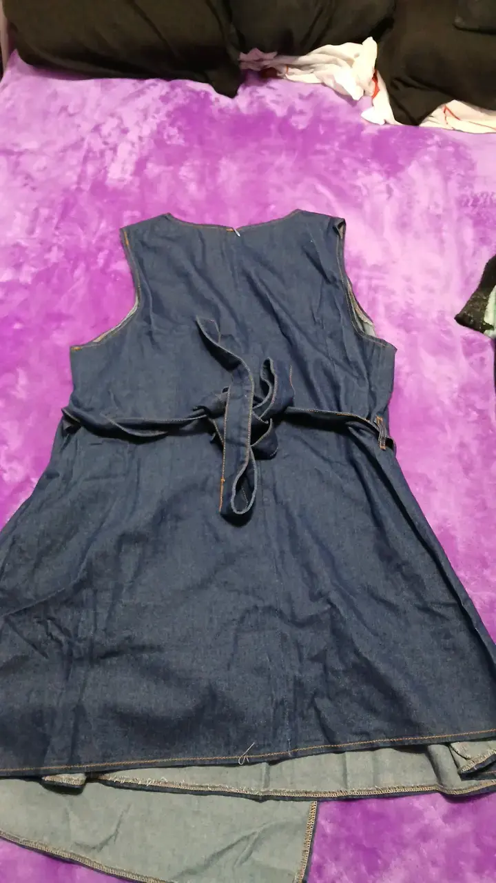 Vestido de mezclilla sin mangas azul - 2