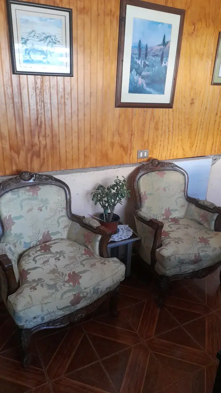 Juego de sillones vintage tapizados en tela floral - 1