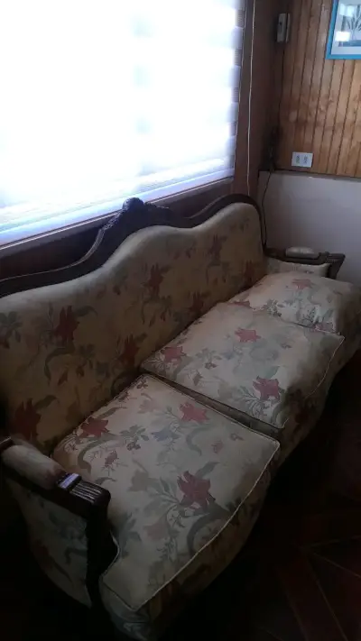 Juego de sillones vintage tapizados en tela floral - miniatura 2