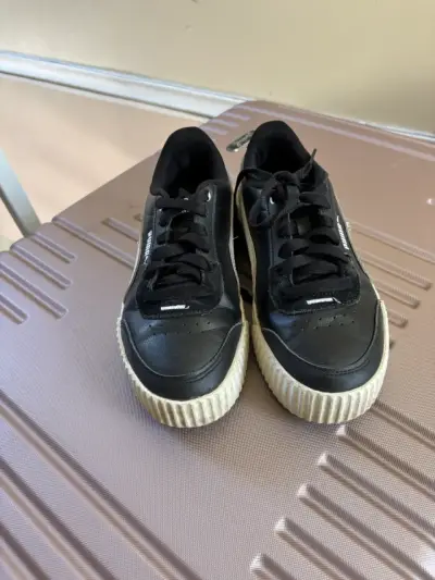 Zapatillas negras Puma de cuero para hombre - miniatura 1