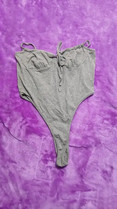Body gris de algodón para mujer - miniatura 1