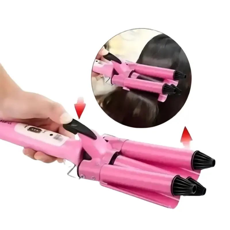 Rizador de Pelo Triple Barril Rosa - 5